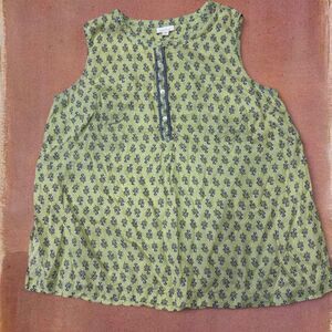 Linen Block Print Boho Lightweight Summer Pure Jill Sleeveless Tank Top